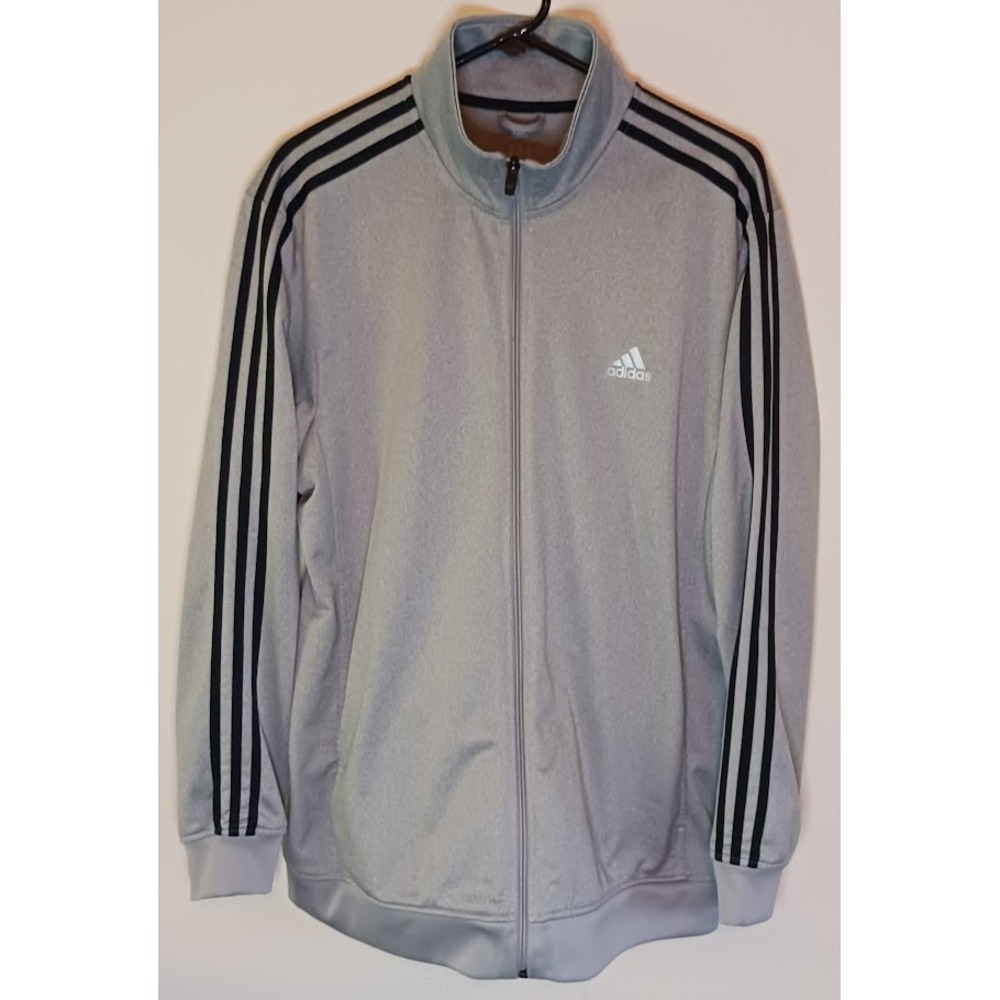 Adidas‎ Originals Grey Black Stripes Track Top Full Zip Jacket Mens Sz XL